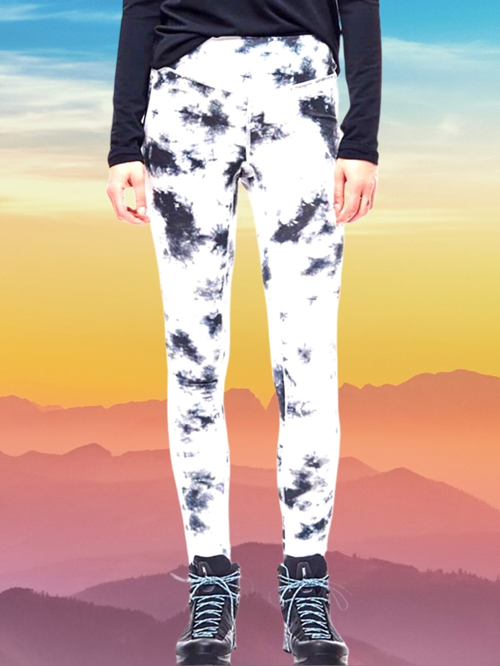 Splash Women’s plus-size White & Black Tie-Dye High-rise Stretchy Leggings❤️❤️3X